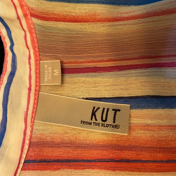 KUT From The Cloth Semi Sheer Jasmine Watercolor Striped Semi Sheer Blouse - Picture 16 of 16